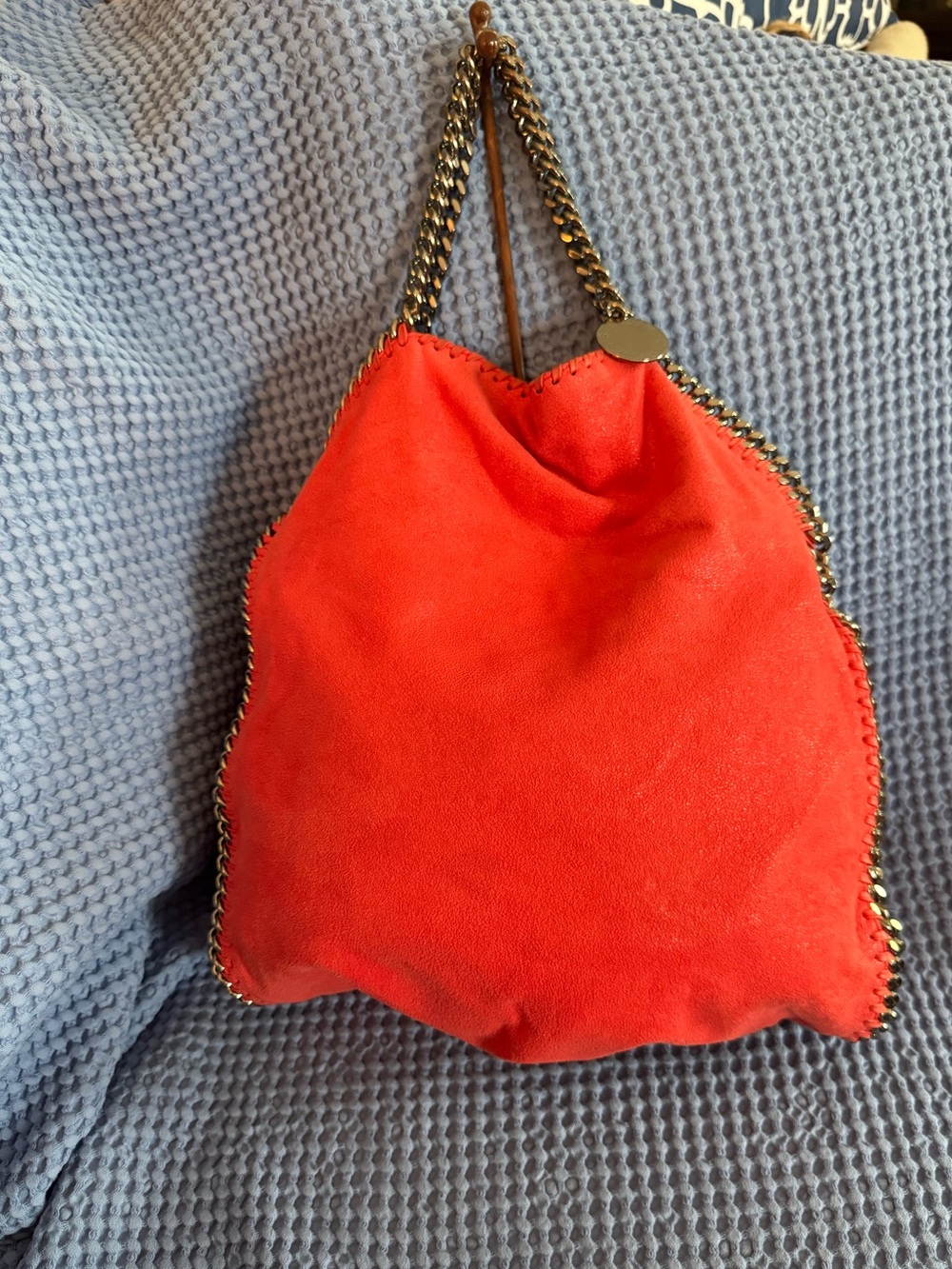 Stella McCartney Orange Suede Chain-Trim Bag - Picture 2 of 2